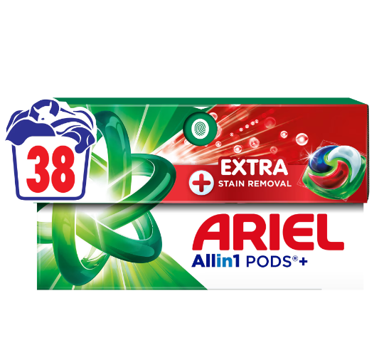 Ariel Detergent de rufe capsule Allin1 PODS + Extra Stain Removal, 38 Spalari