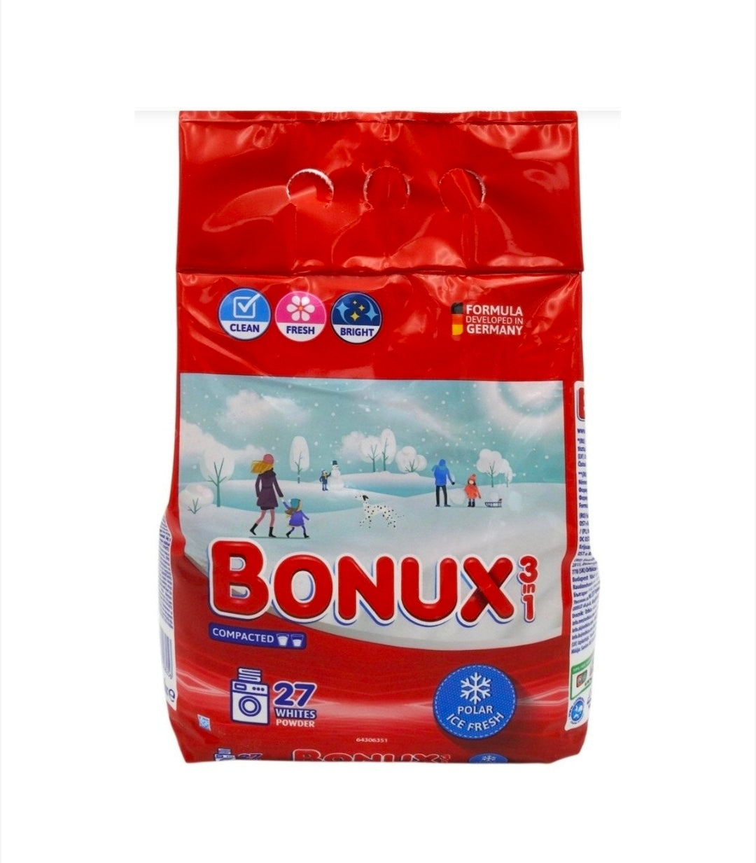 Bonux Detergent Automat 1.75 kg 3in1, Whites, 27 spalari